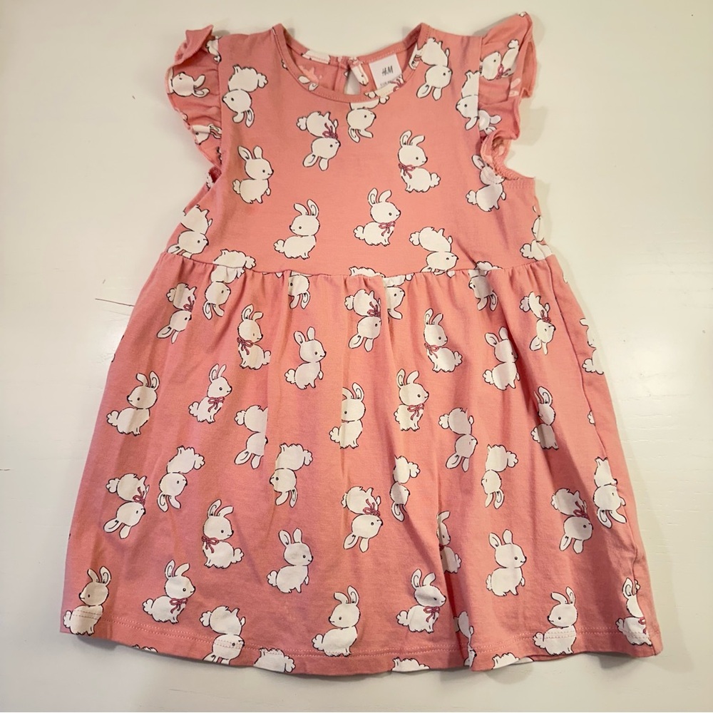 H&M Pink Cotton Bunny Dress 2T